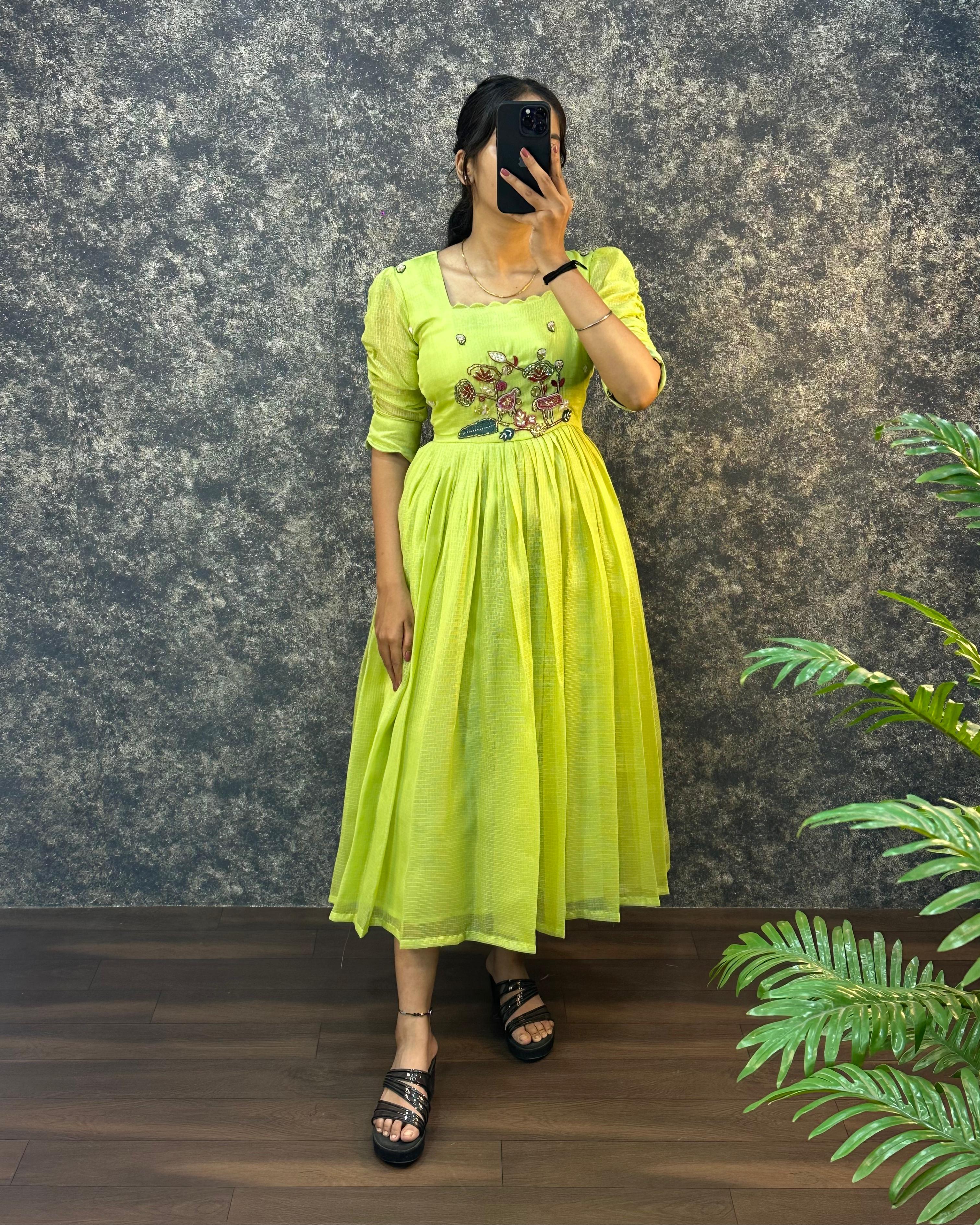 Pure Soft Kota Doriya Hand Work Gown