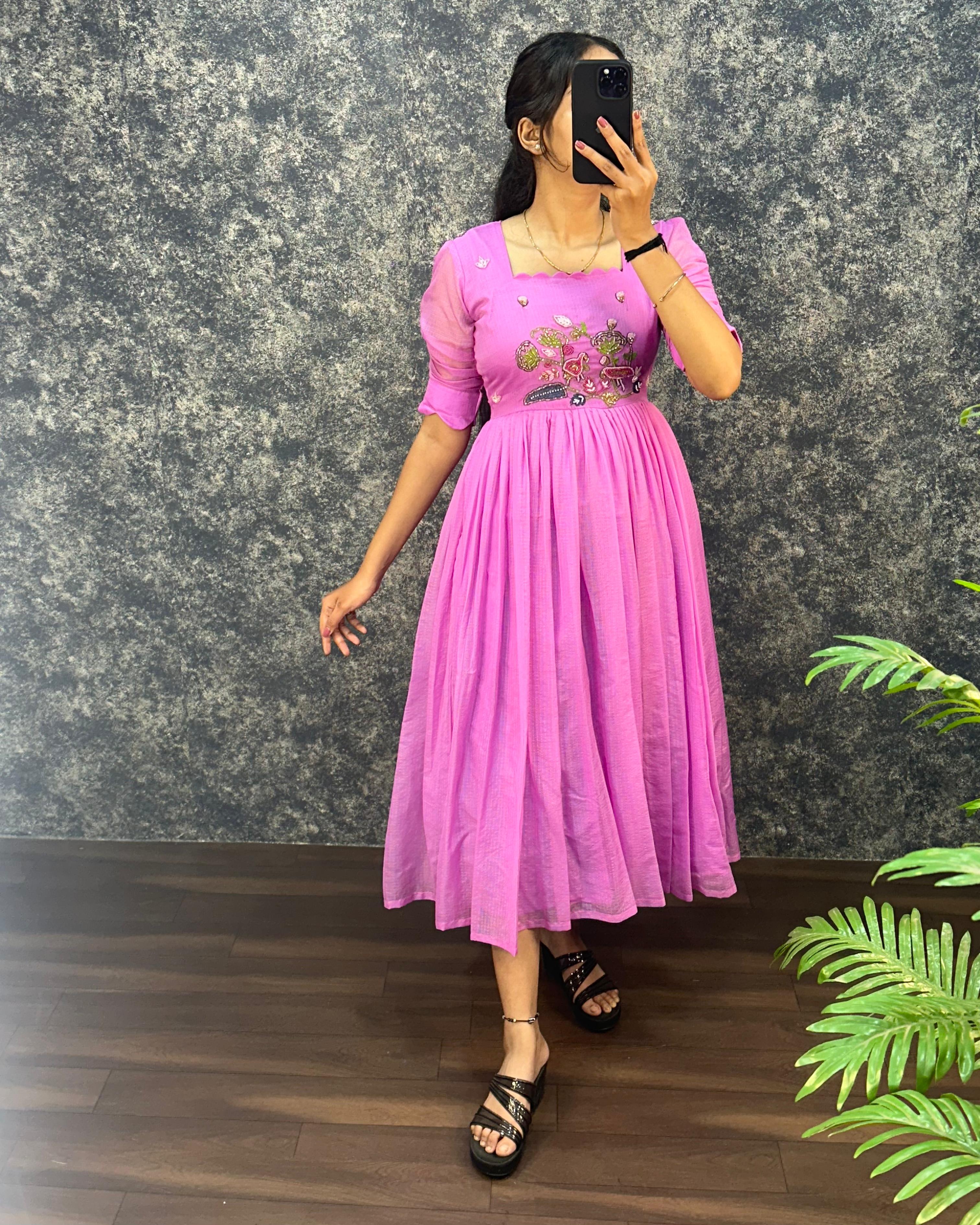 Pure Soft Kota Doriya Hand Work Gown