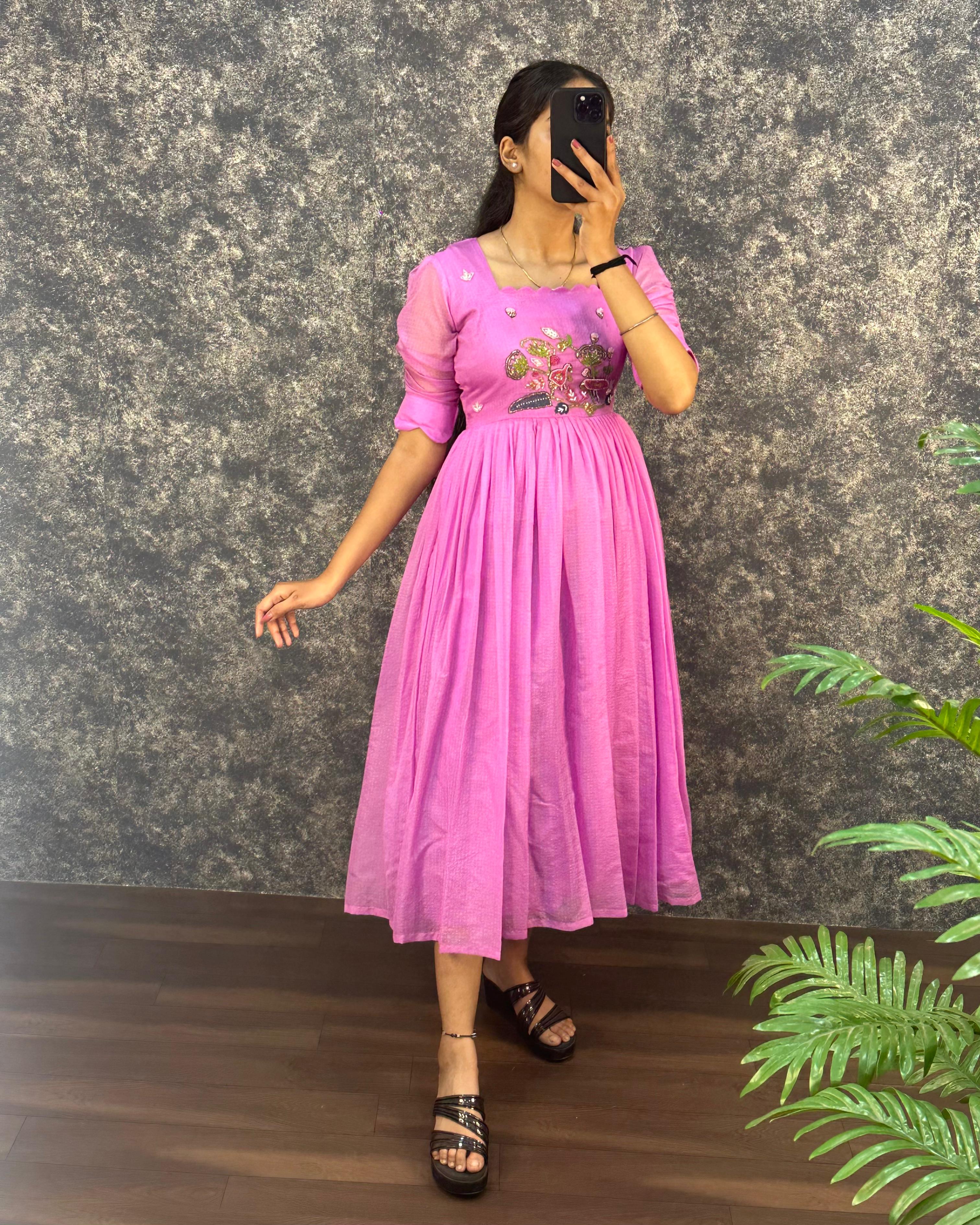 Pure Soft Kota Doriya Hand Work Gown