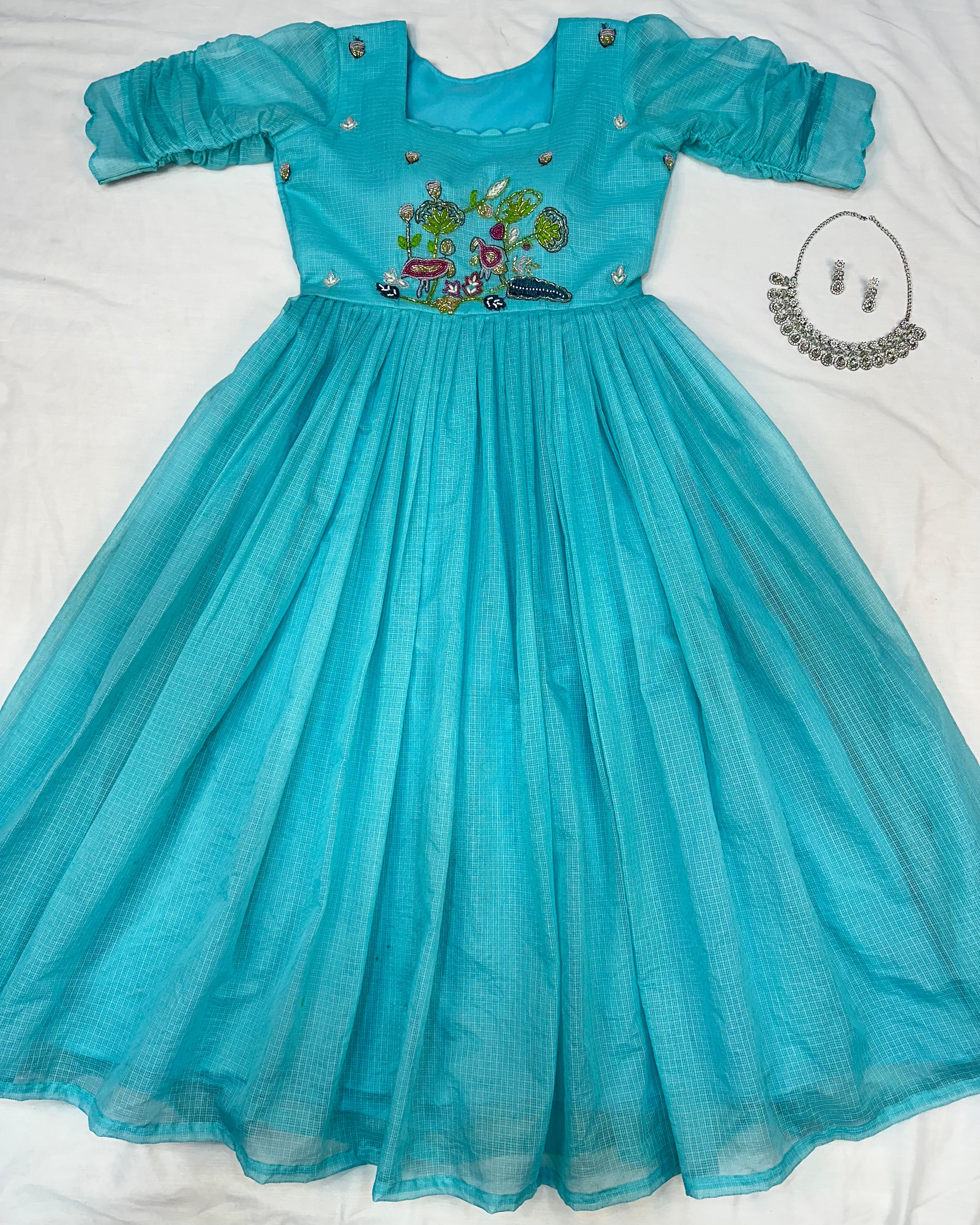 Pure Soft Kota Doriya Hand Work Gown