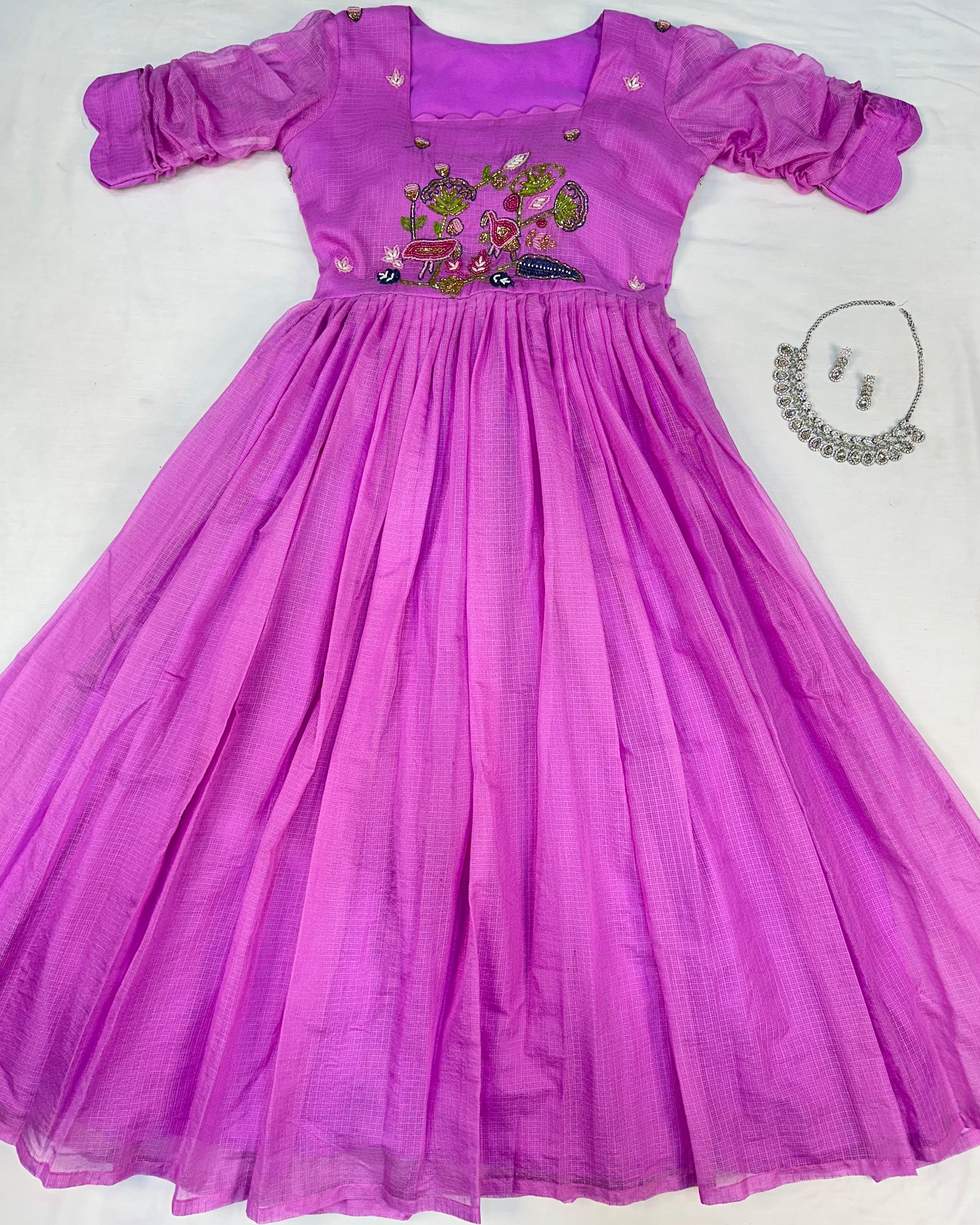 Pure Soft Kota Doriya Hand Work Gown