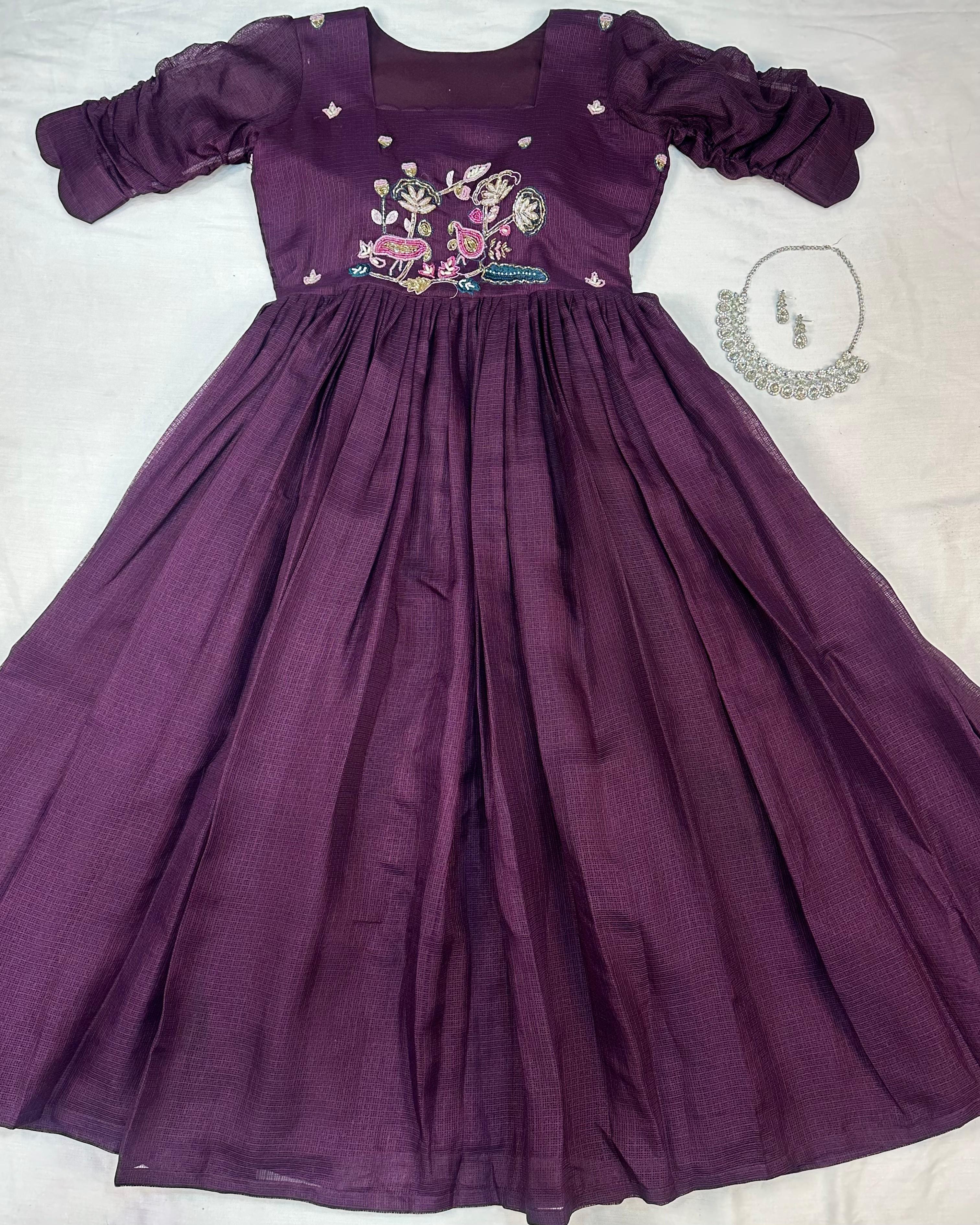 Pure Soft Kota Doriya Hand Work Gown