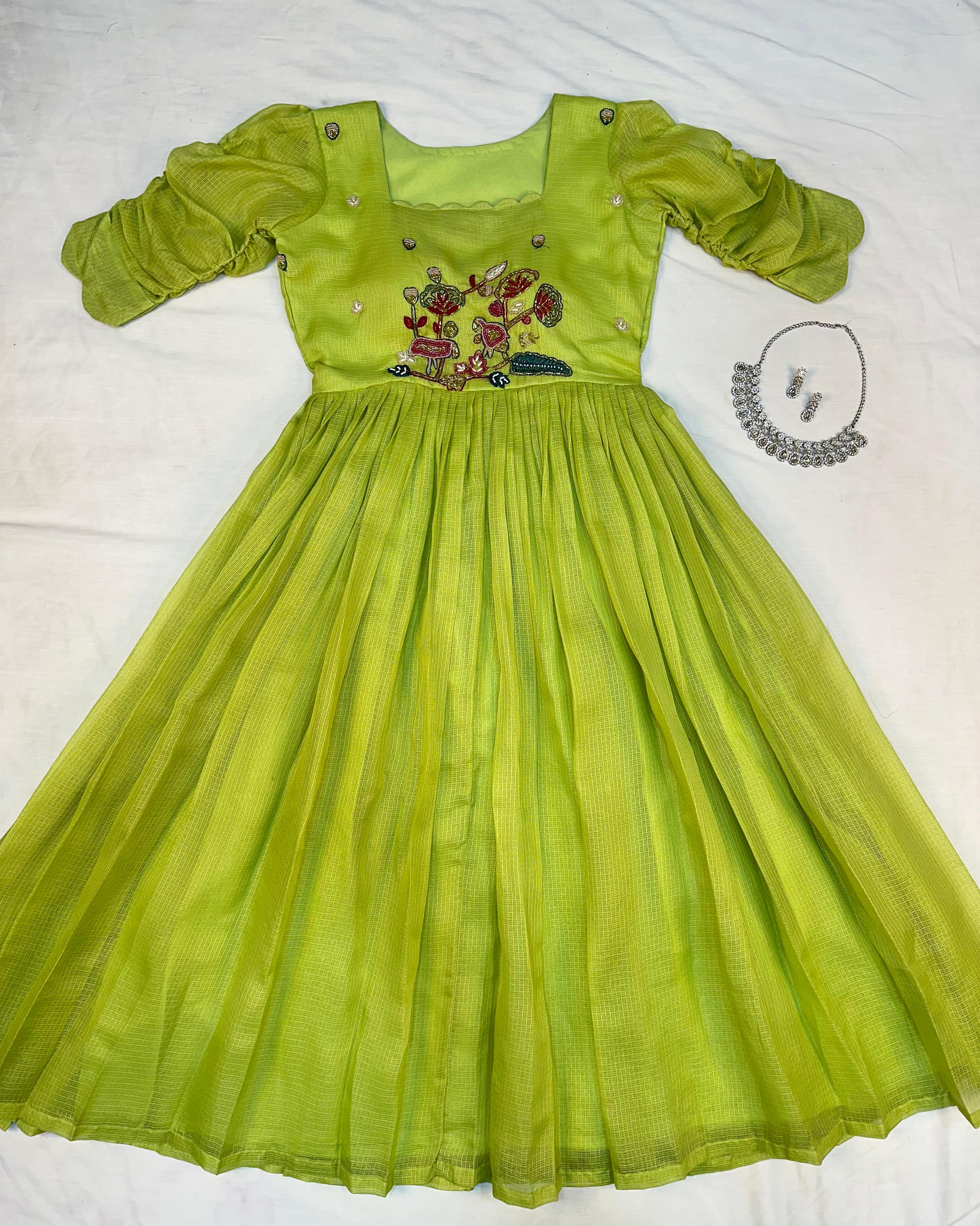 Pure Soft Kota Doriya Hand Work Gown