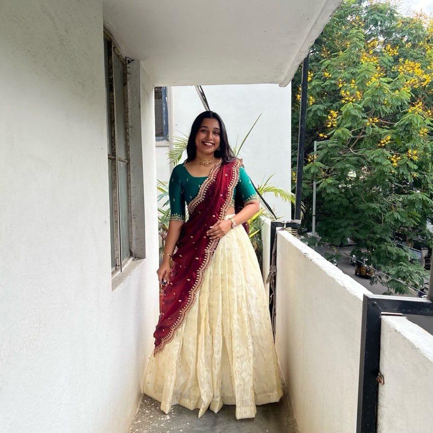 Viscose zari Tissue Silk Lehenga With Butti Work & Glass Tissue Embroidered Cut Work dupatta