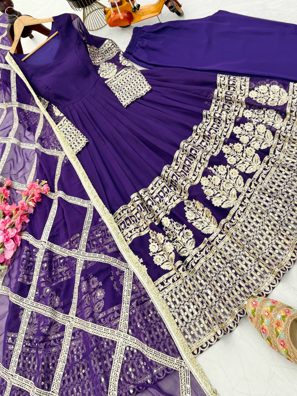 Faux Georgette with Padded Fabric in Gown