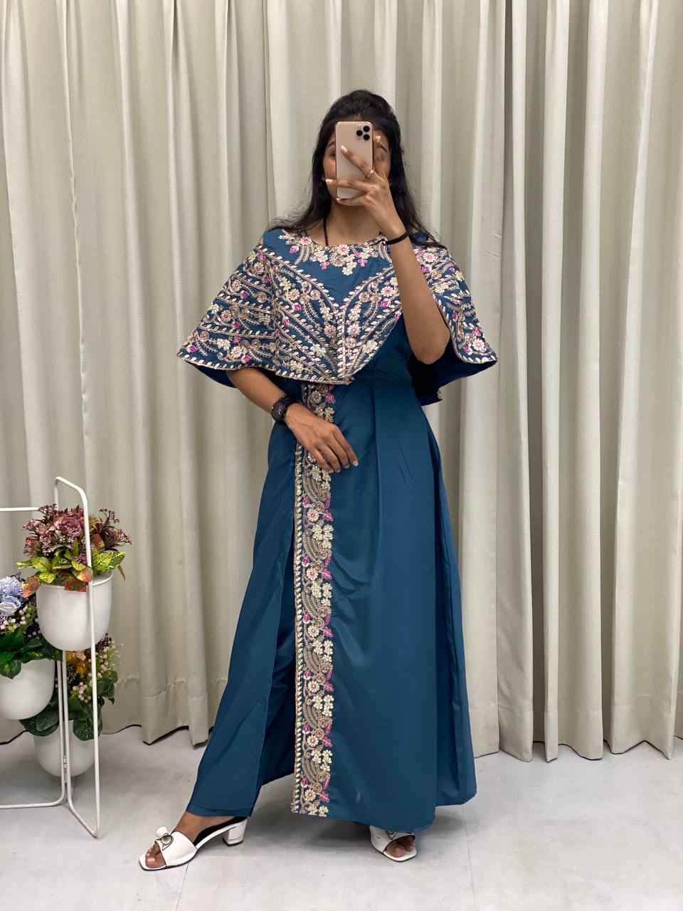 Cording Sequance Embroidery Work With Foil Paper Work in Top