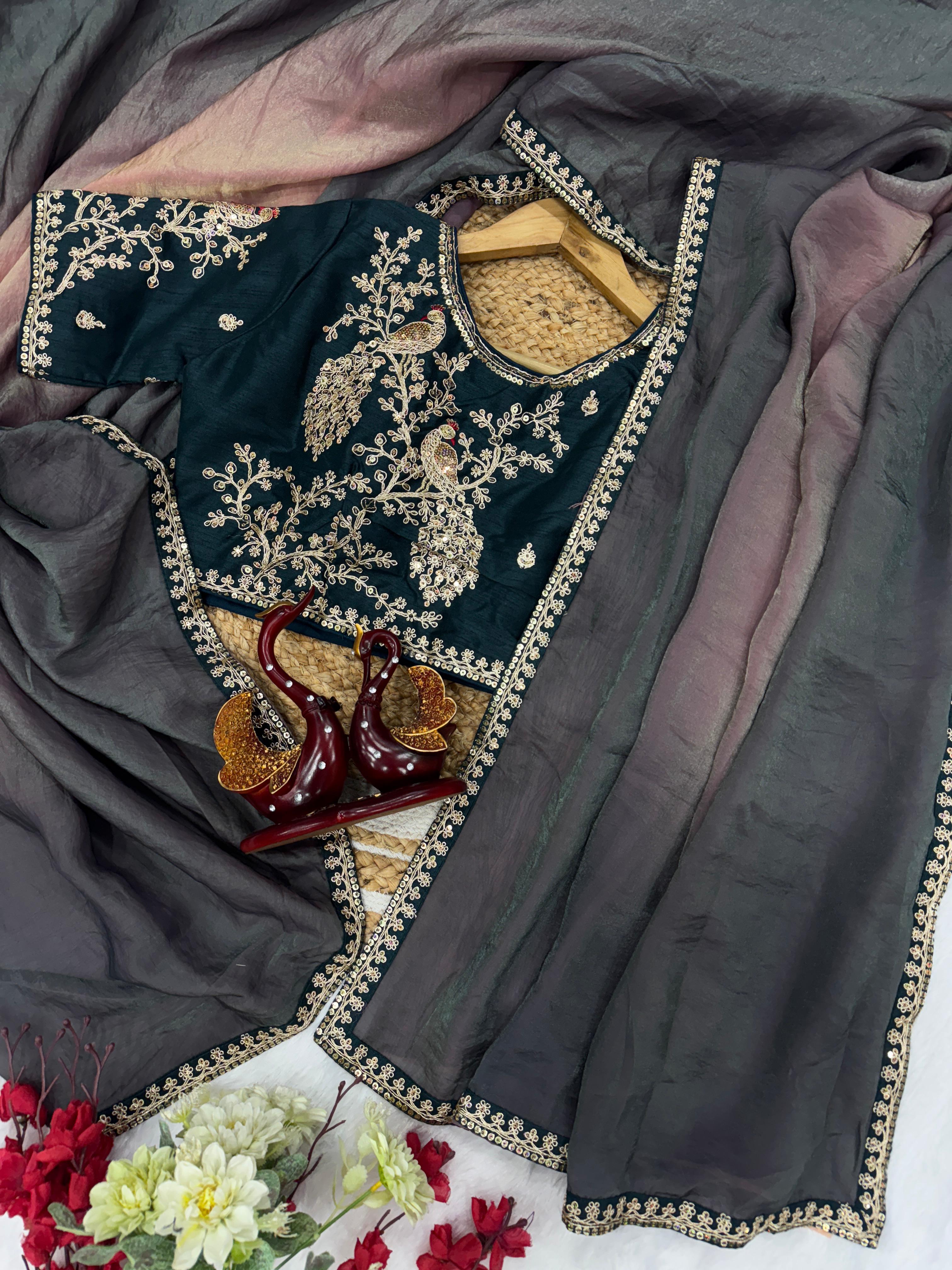 Shaded soft space silk saree