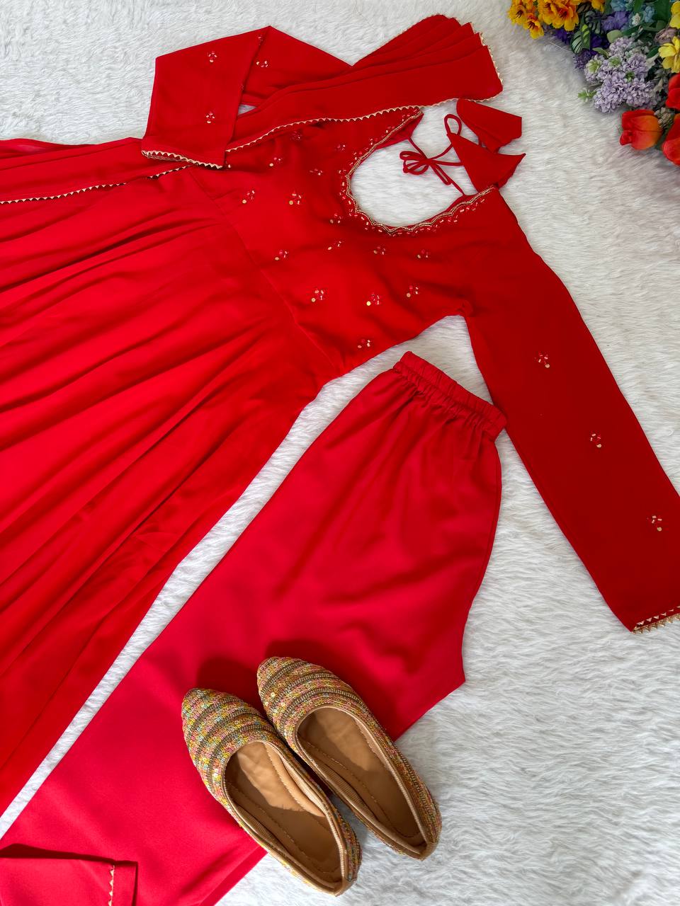 Hand Mirror Embroidery, Full Sleeve Embroidery unique trending  Gown