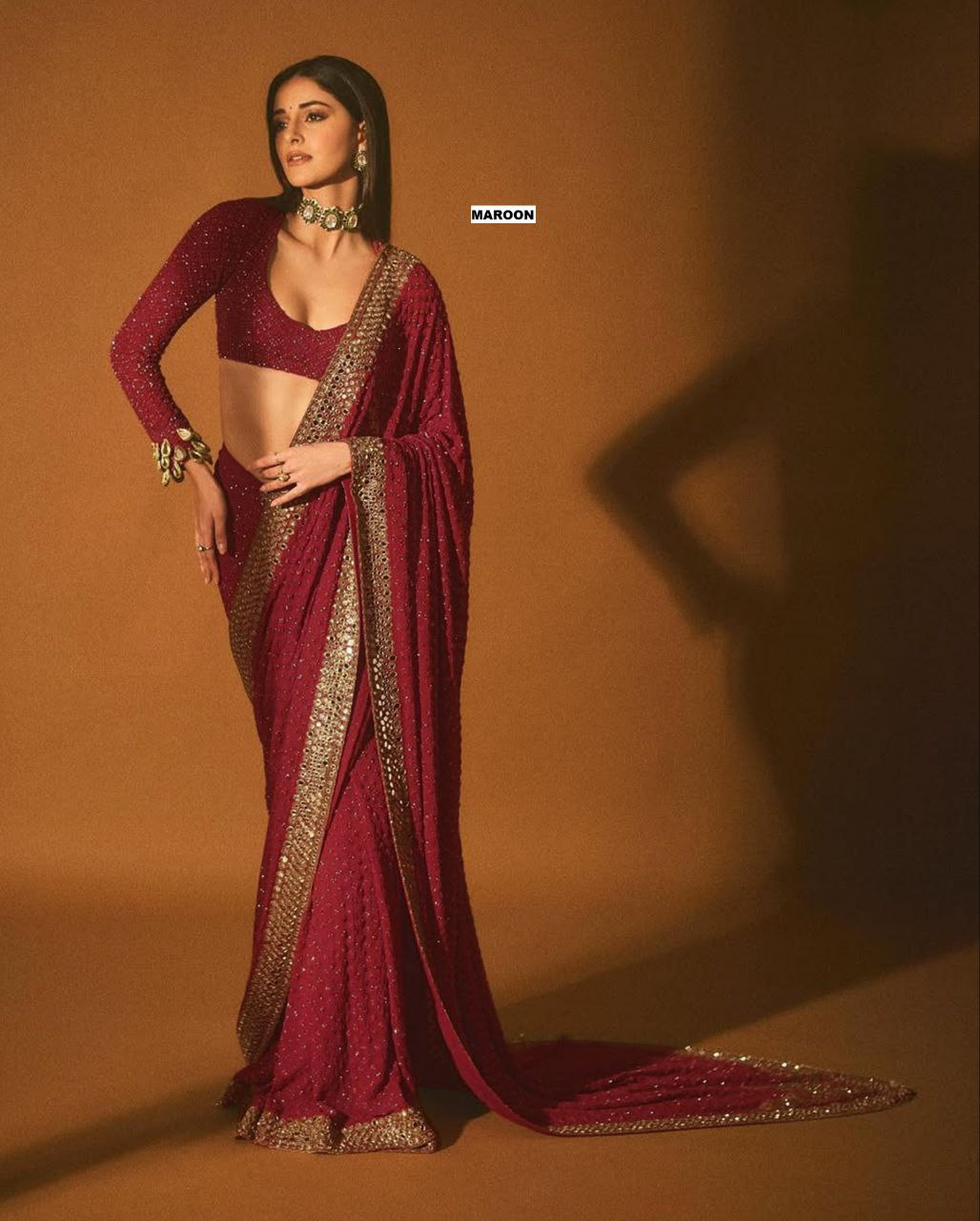 Heavy quality Faux Georgette Fabric in Saree