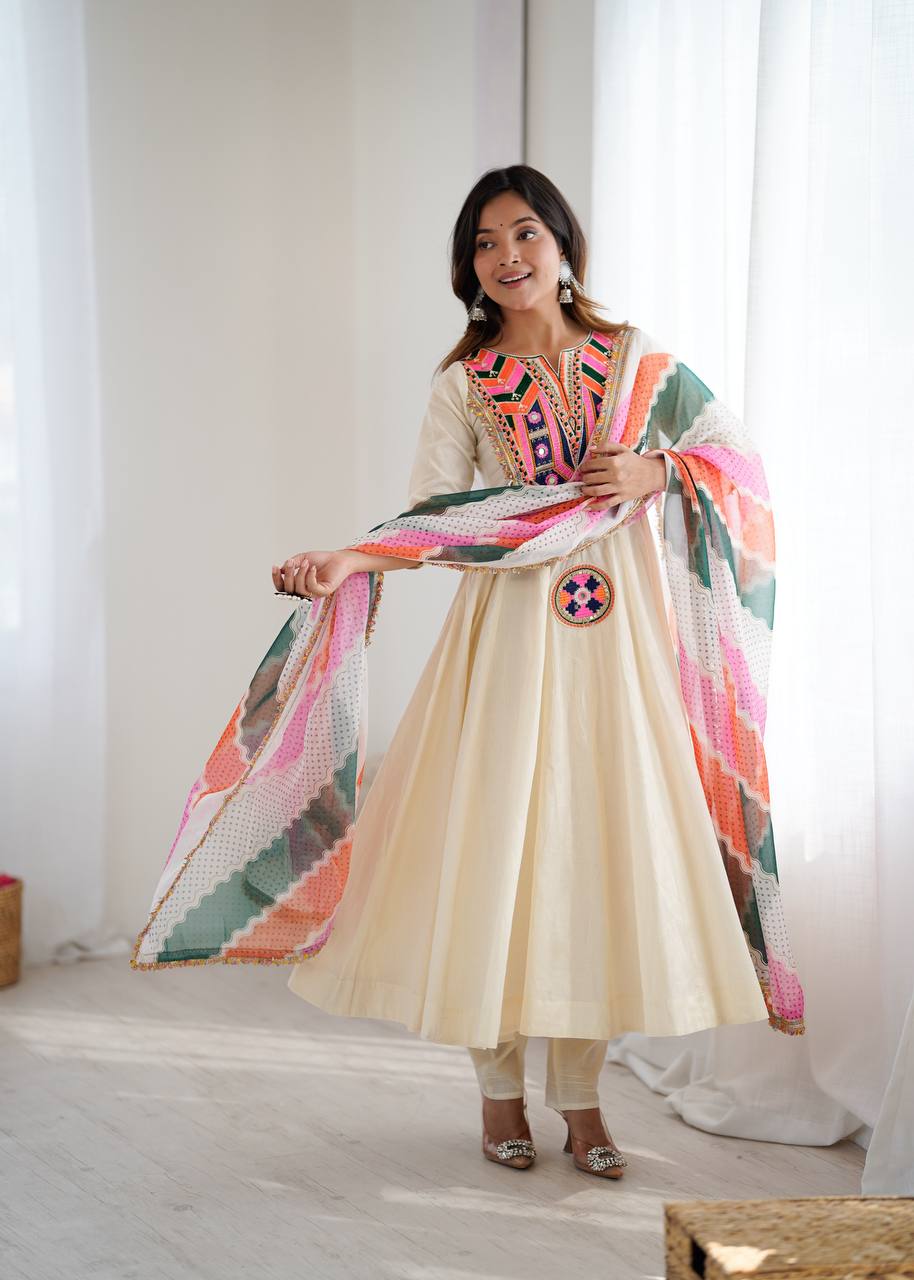 Pure Khadi Cotton With Embroidery Work Top Pent
