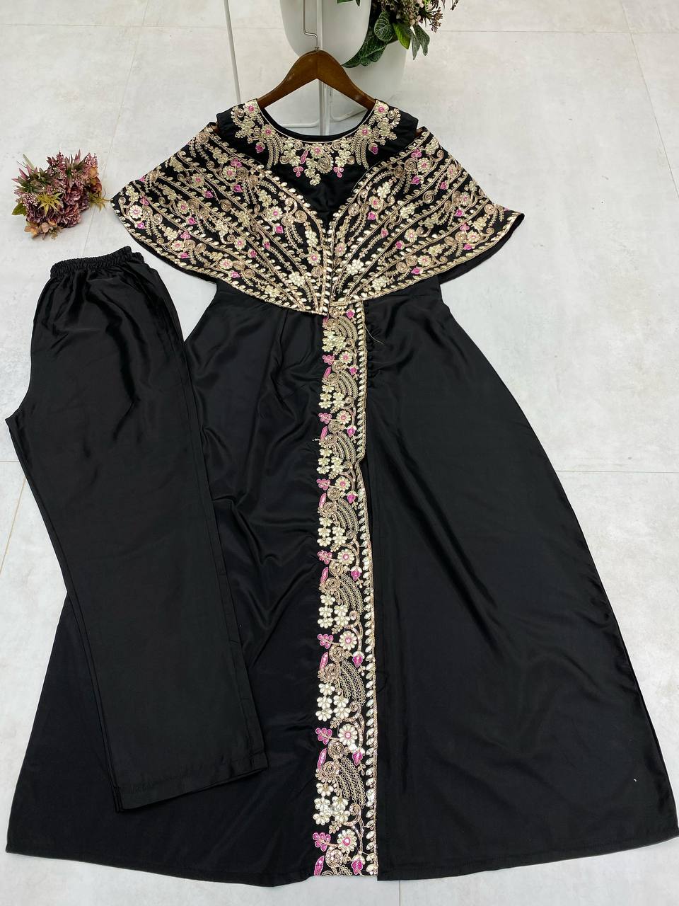 Cording Sequance Embroidery Work With Foil Paper Work in Top