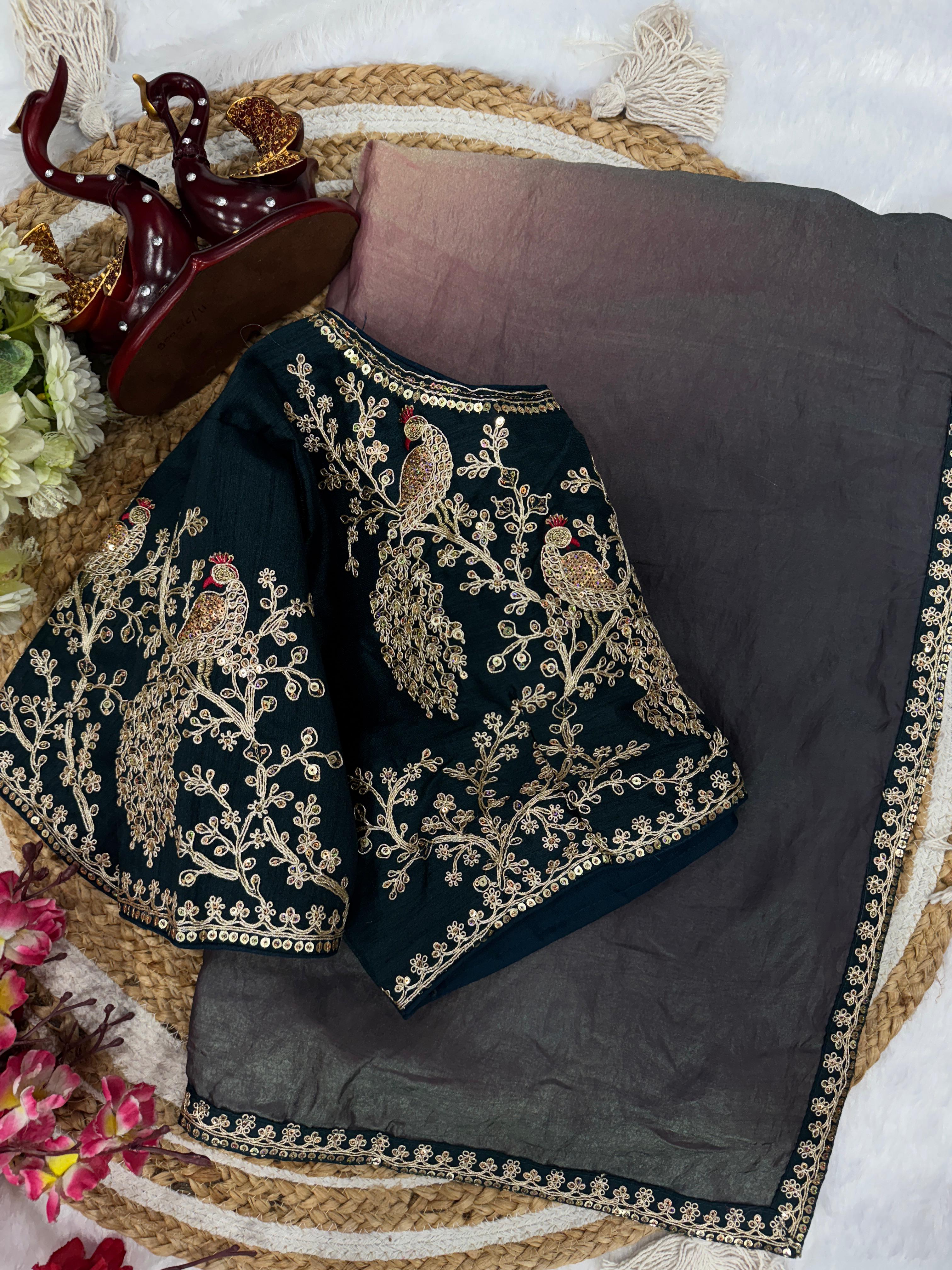 Shaded soft space silk saree
