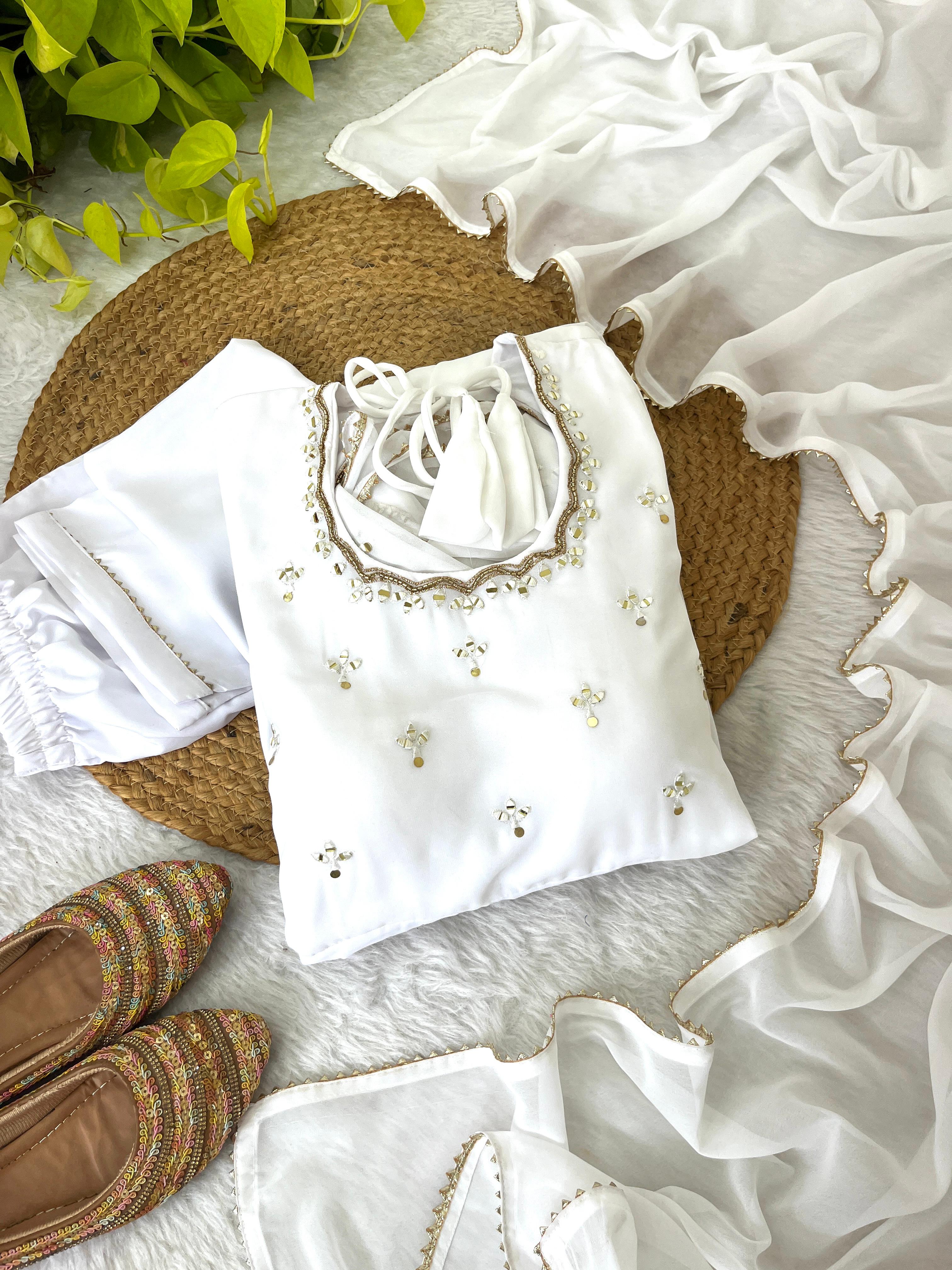 Hand Mirror Embroidery, Full Sleeve Embroidery unique trending  Gown