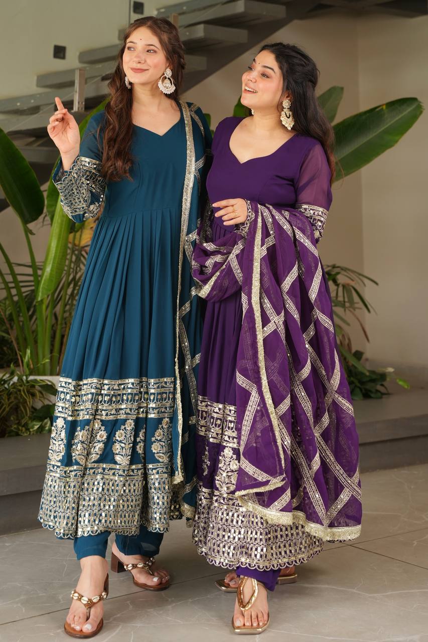 Faux Georgette with Padded Fabric in Gown