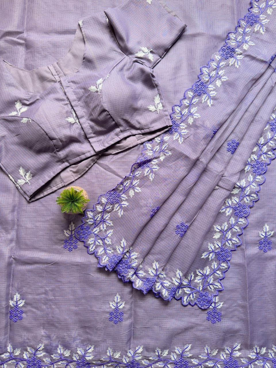 Multy Thread Work And Sclap Border Saree work