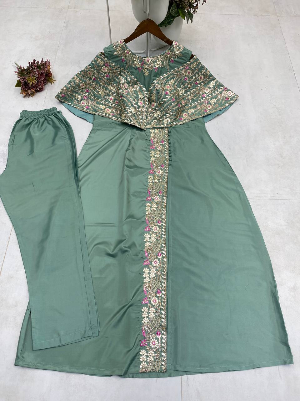 Cording Sequance Embroidery Work With Foil Paper Work in Top