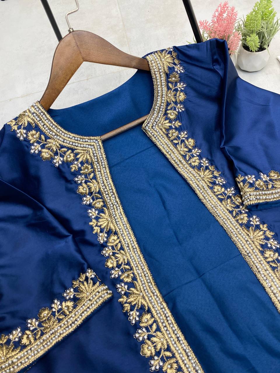 Creap Silk With Moti Lace Work Koti Blouse