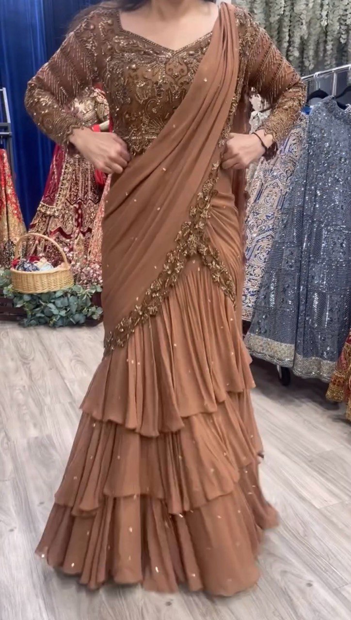 Faux Georgette Thread With Sequence Work Lehenga