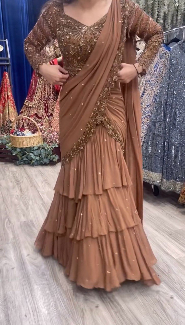 Faux Georgette Thread With Sequence Work Lehenga