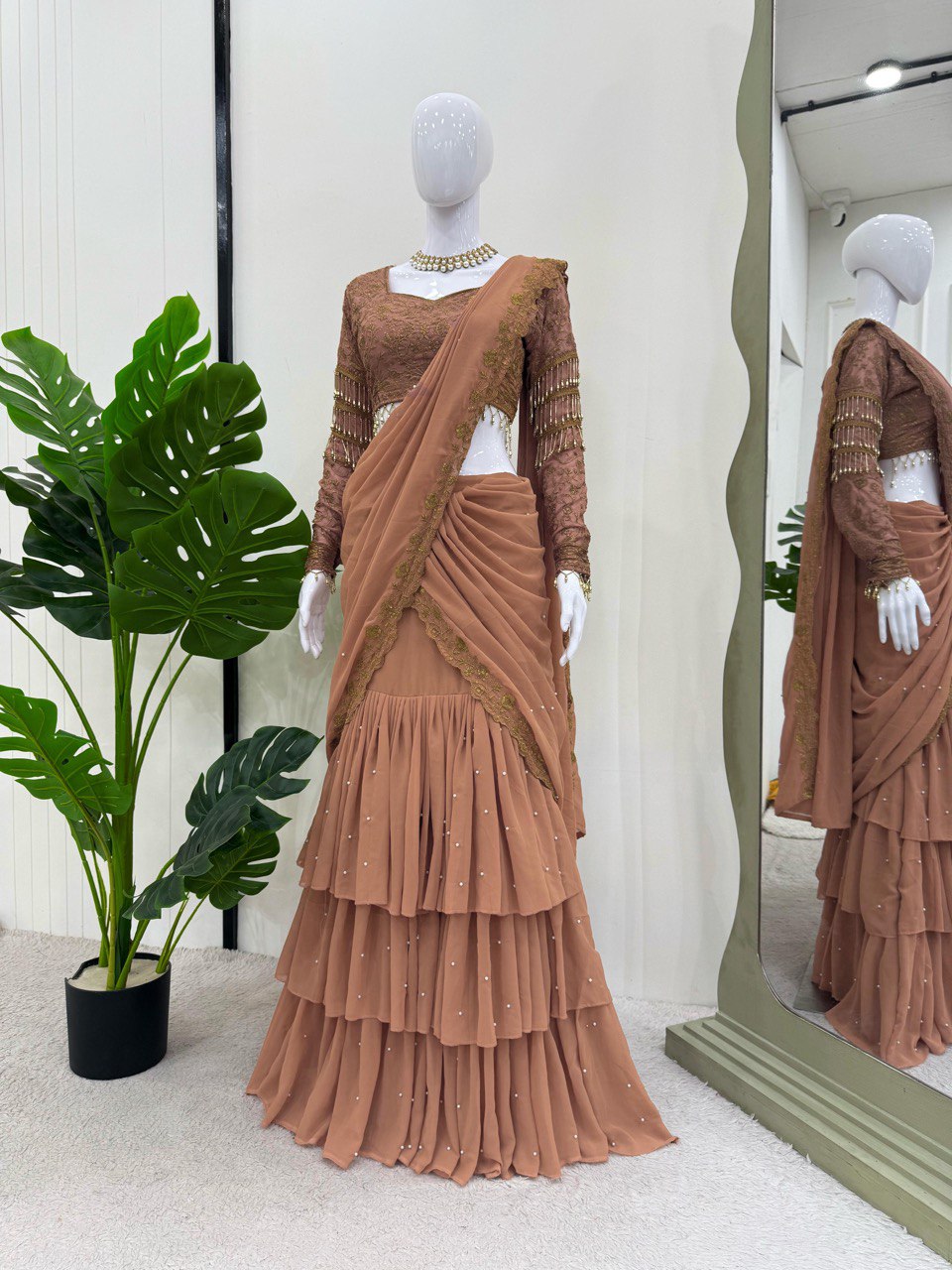 Faux Georgette Thread With Sequence Work Lehenga