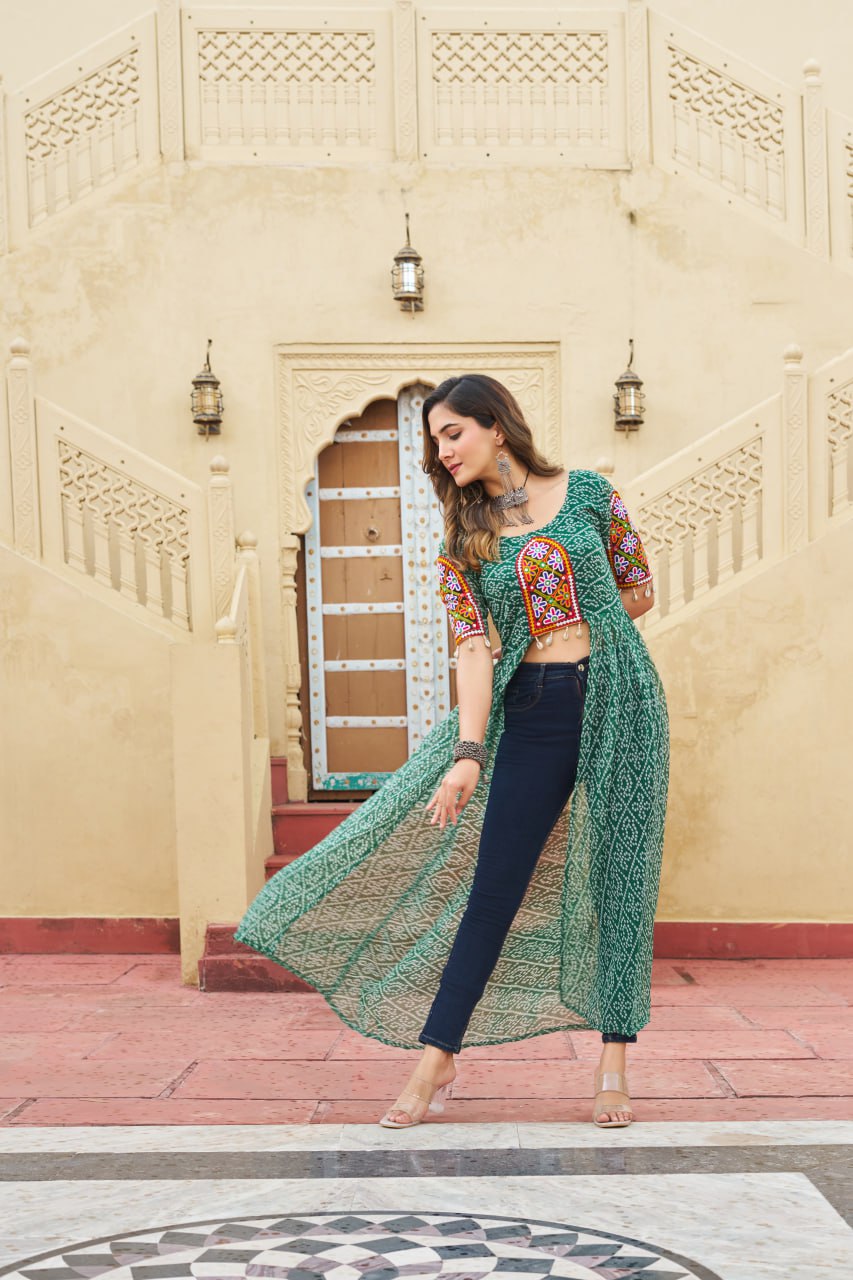 Navratri Special Faux Georgette Bandhni Print Work Kurti
