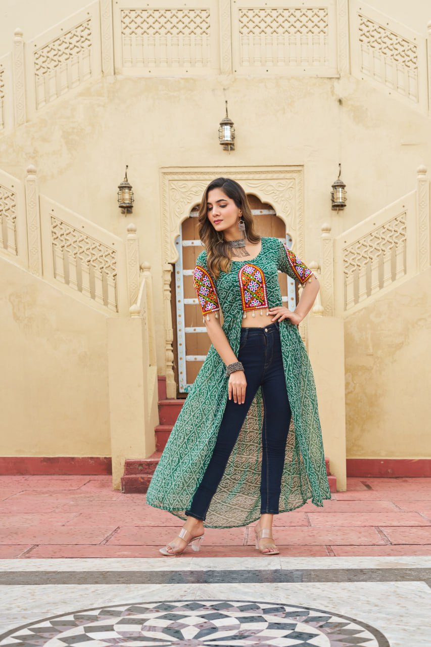 Navratri Special Faux Georgette Bandhni Print Work Kurti