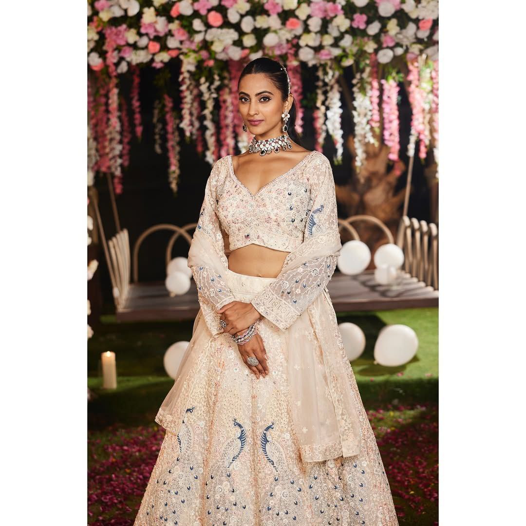 Premium Soft Butterfly Net Lehenga Embellished With Beautiful Multy Thread Embroidery Work
