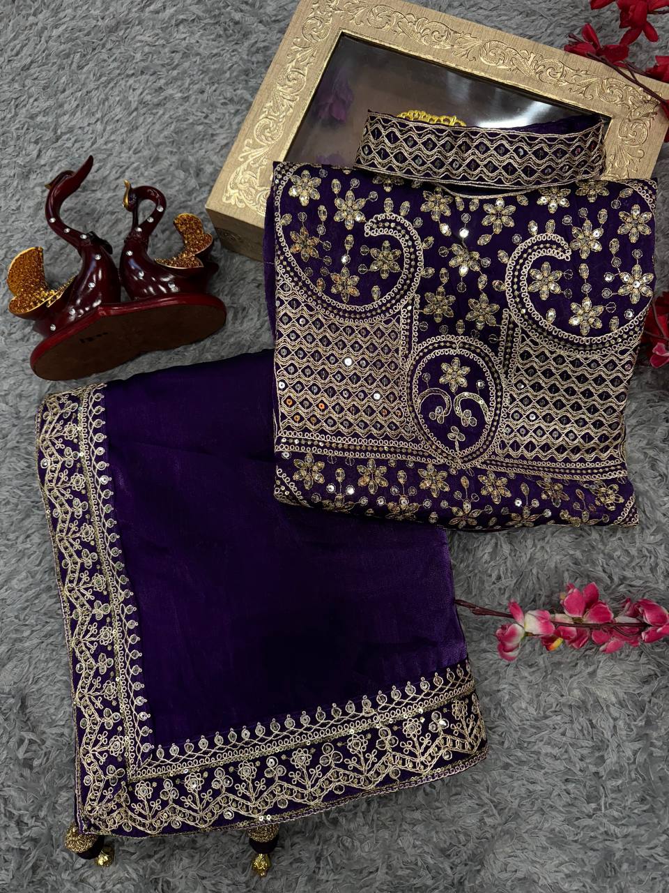 Jimmy Chuu Thead And Sequence Work Saree
