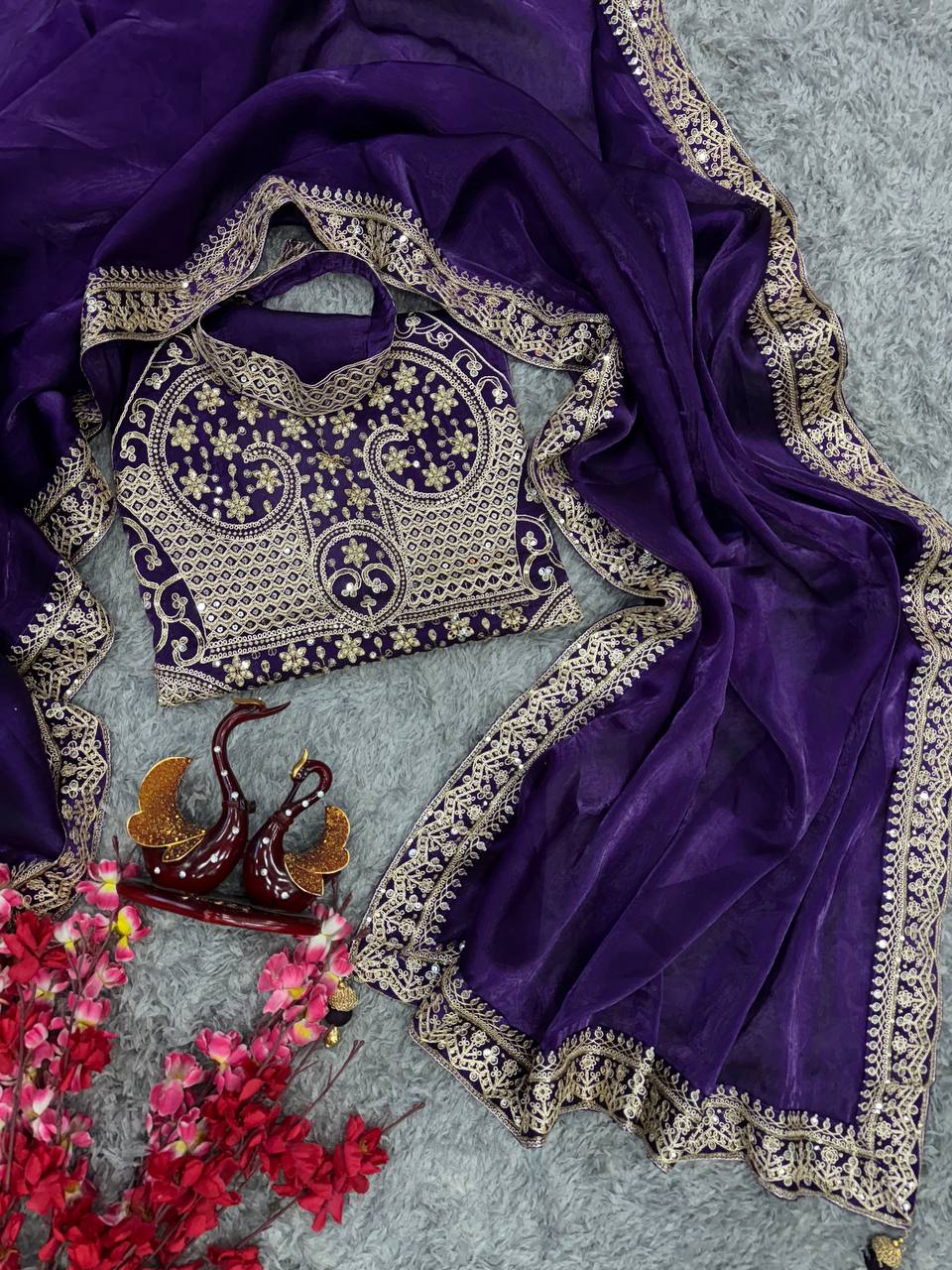 Jimmy Chuu Thead And Sequence Work Saree