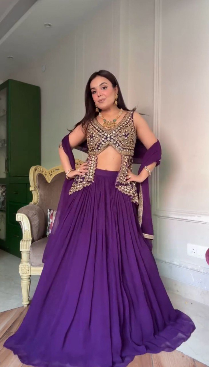 New Look Fox Georgette Micro Inner With Semi Stitch Lehenga