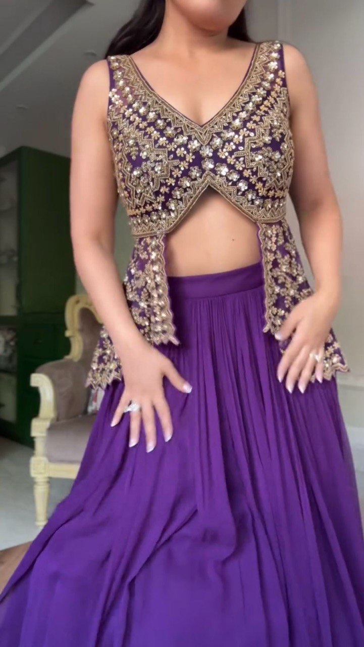 New Look Fox Georgette Micro Inner With Semi Stitch Lehenga