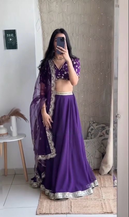 Foux Gorgette And Thread With Sequence Lehenga Choli