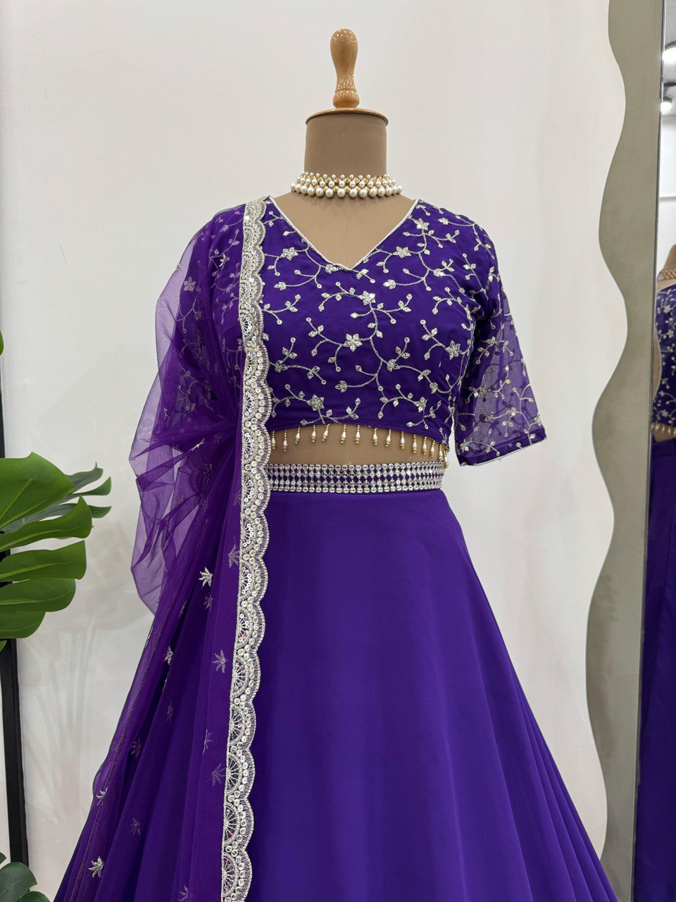 Foux Gorgette And Thread With Sequence Lehenga Choli