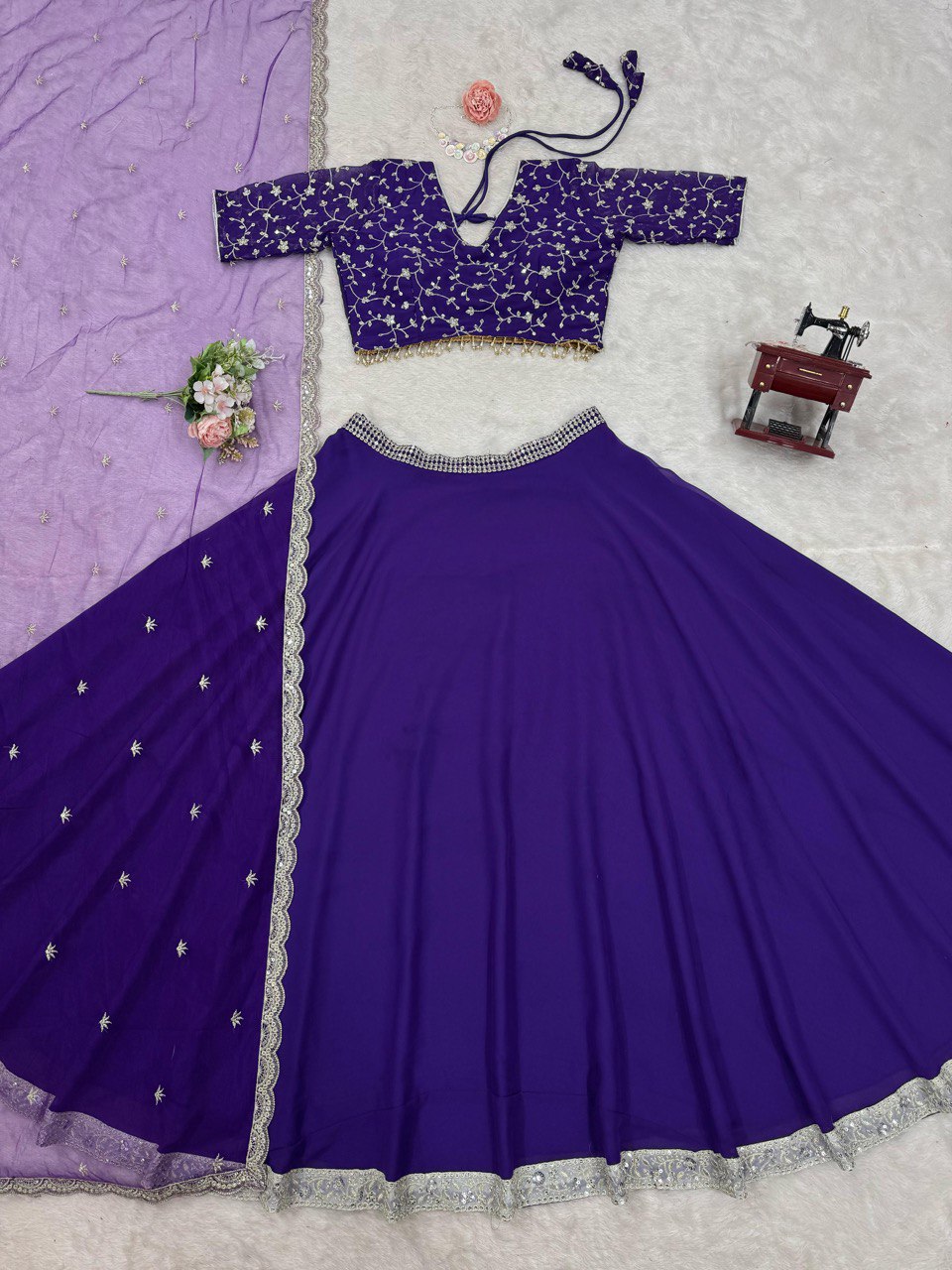 Foux Gorgette And Thread With Sequence Lehenga Choli