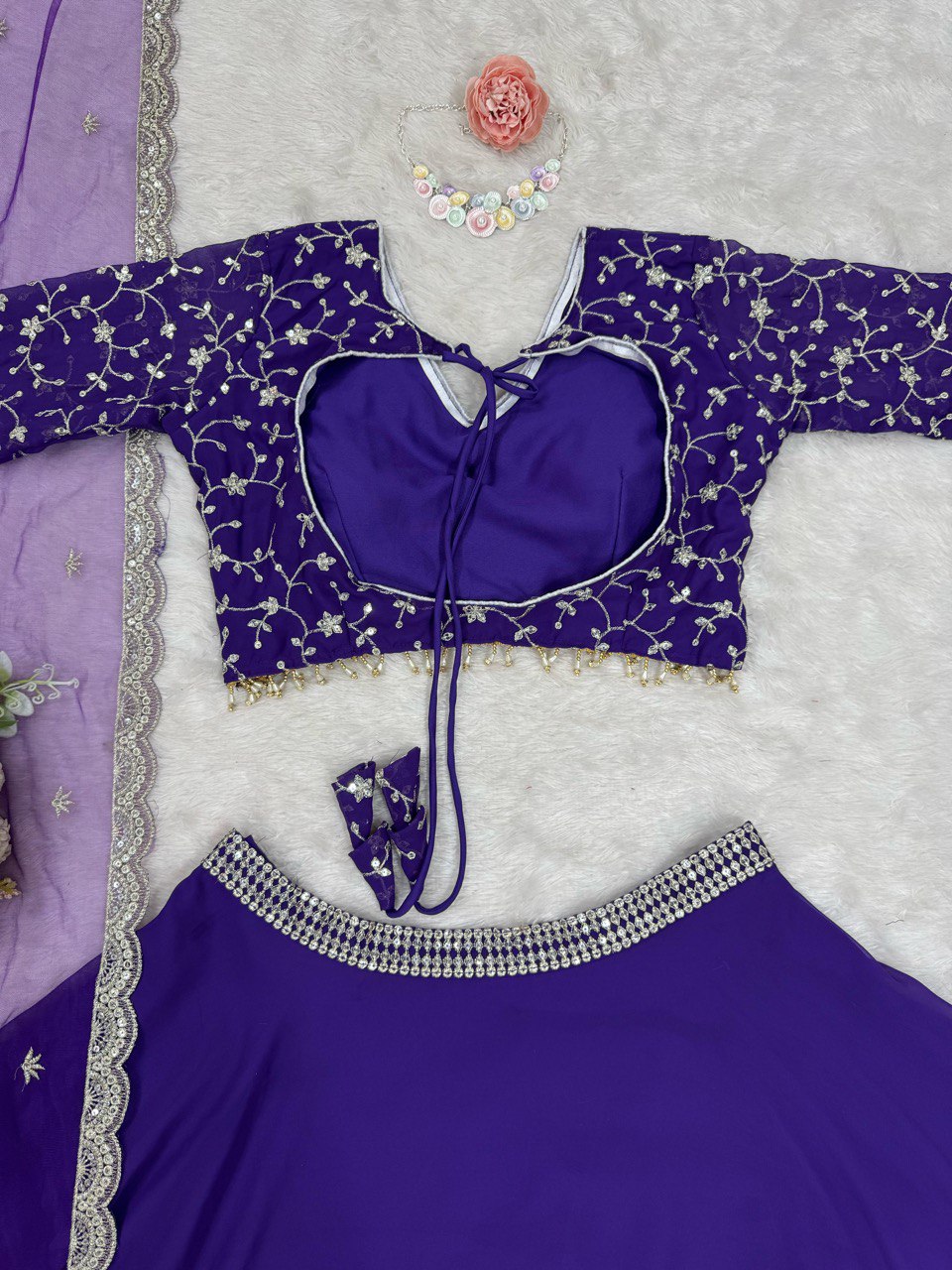 Foux Gorgette And Thread With Sequence Lehenga Choli