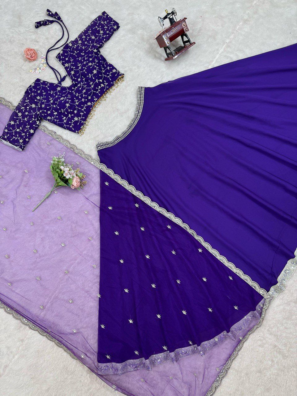 Foux Gorgette And Thread With Sequence Lehenga Choli