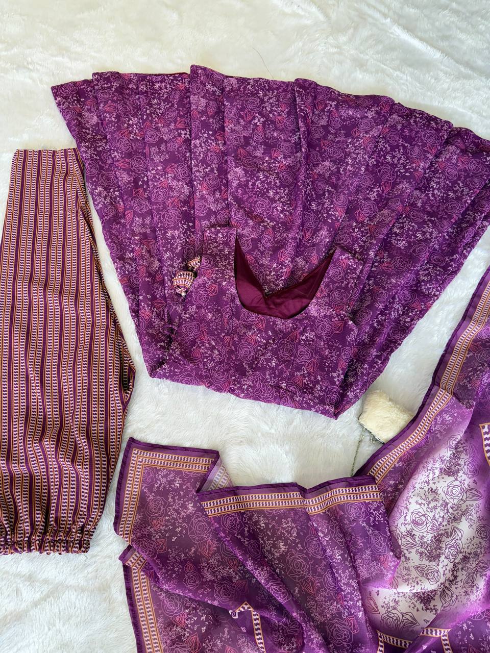 Purple Color Cotton Fabric With Digital Printed Work Anarkali