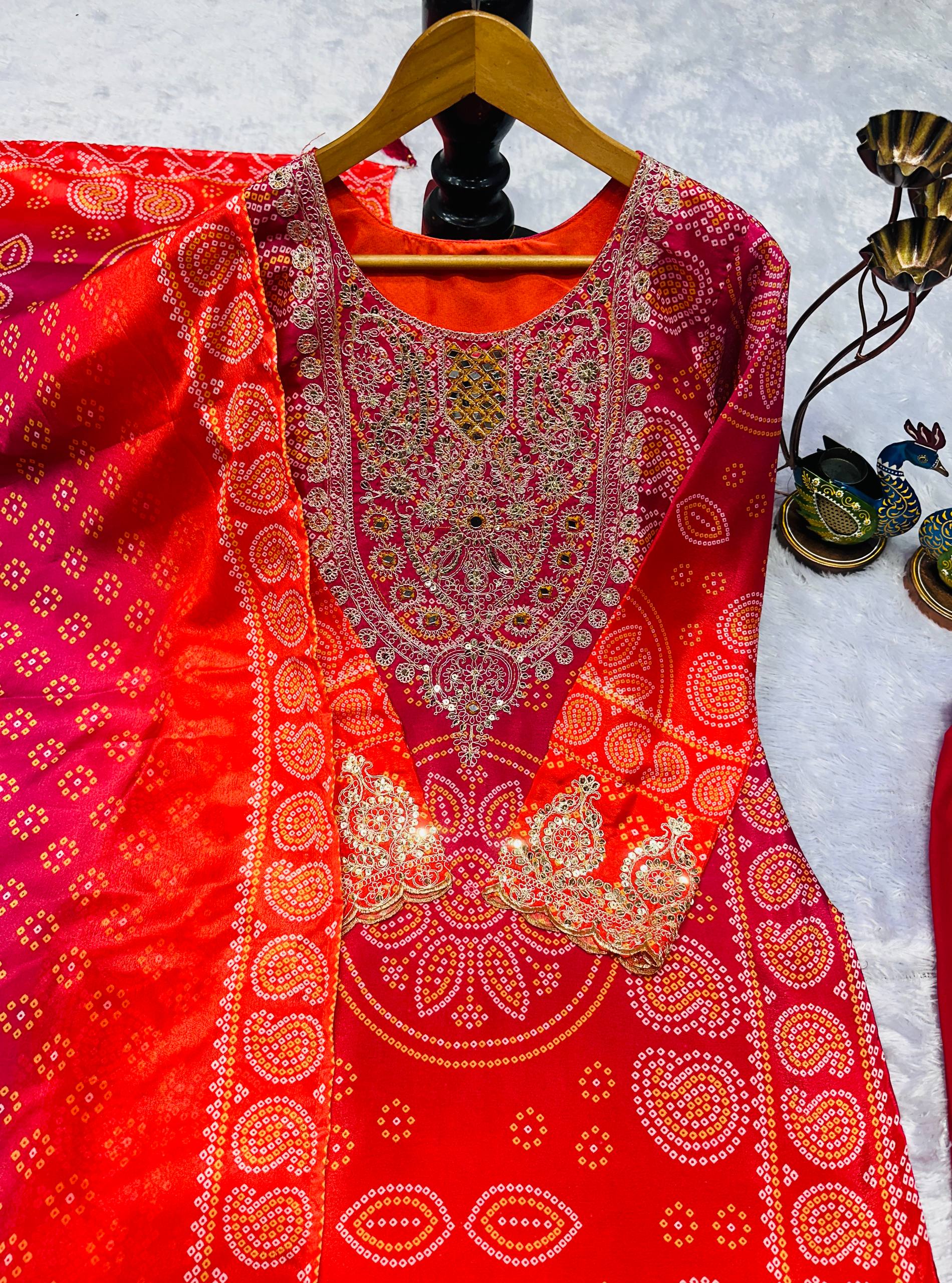 Pink Color Natural Crep Embroidery Wotk Top Pent