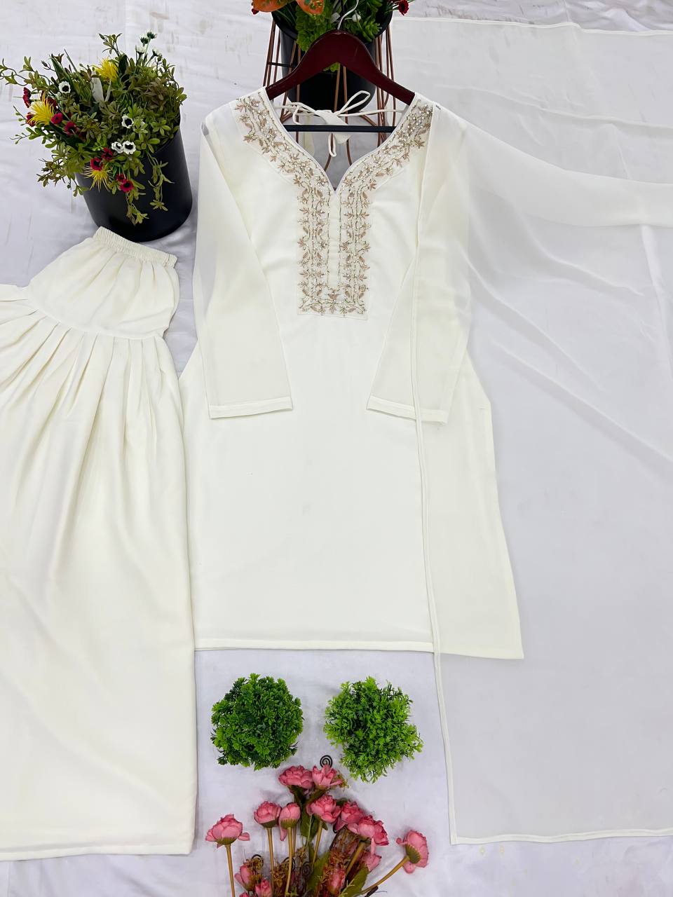 Faux Geeorgette Embroidery Work Top Farshi