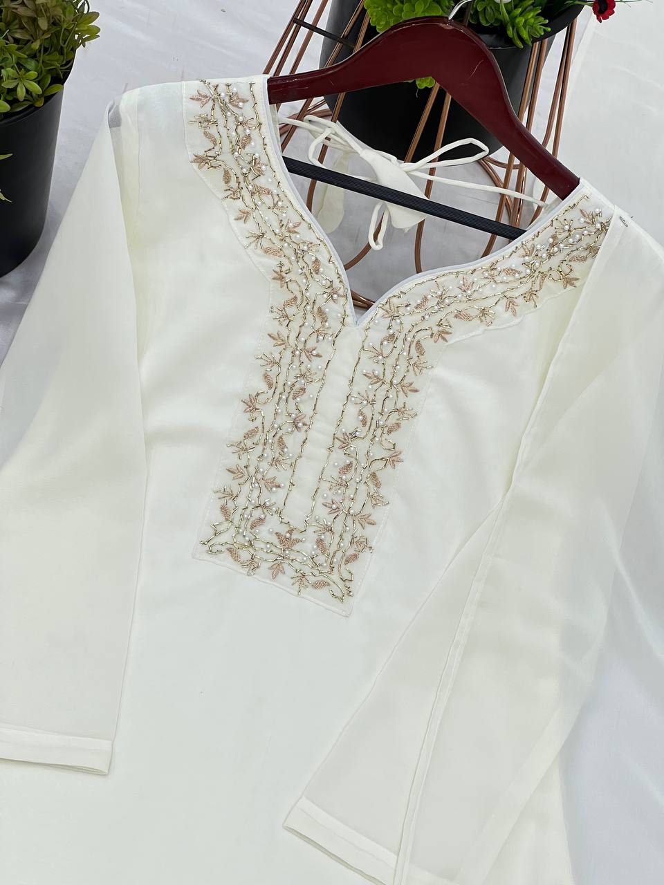 Faux Geeorgette Embroidery Work Top Farshi