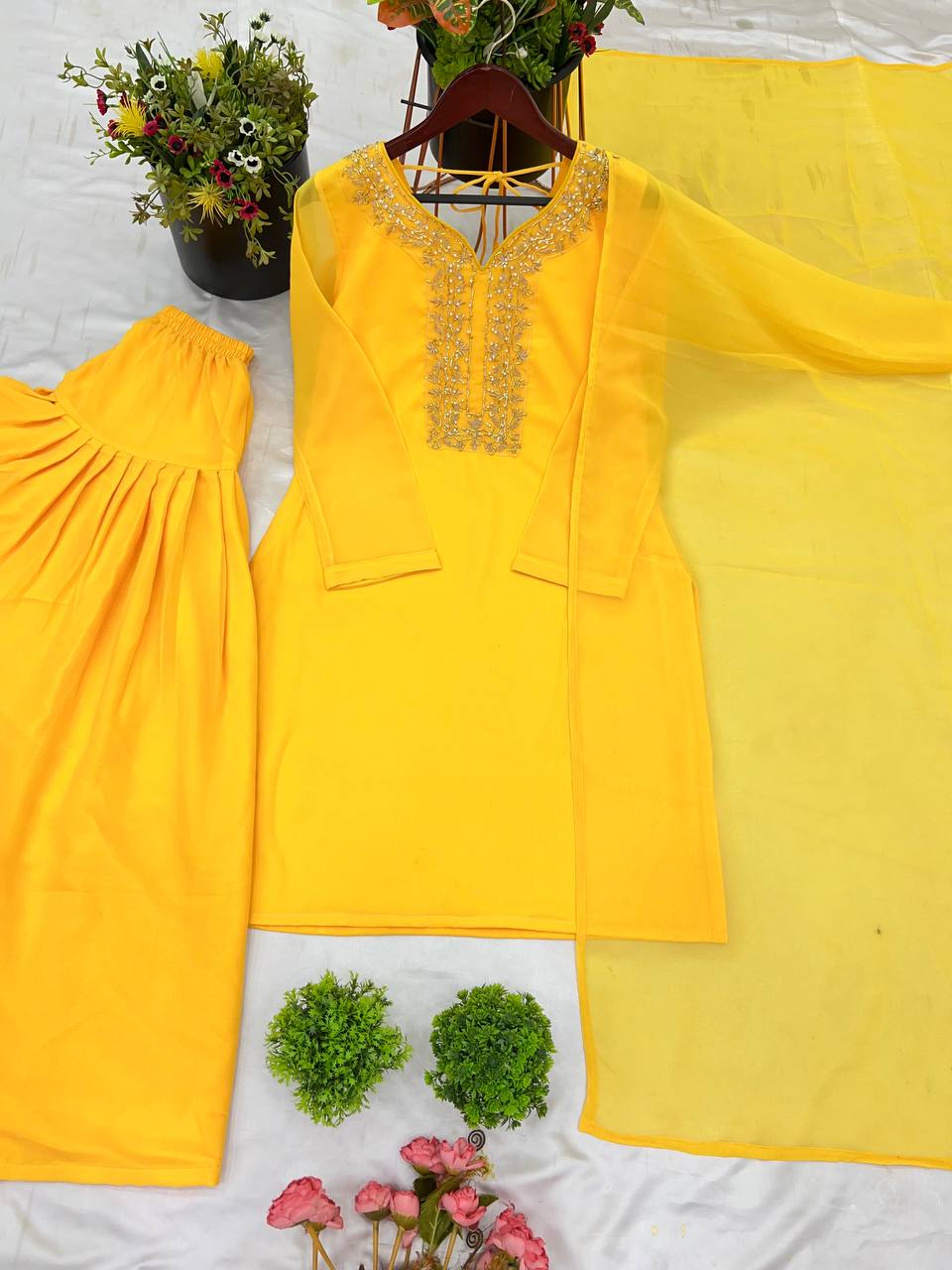 Faux Geeorgette Embroidery Work Top Farshi