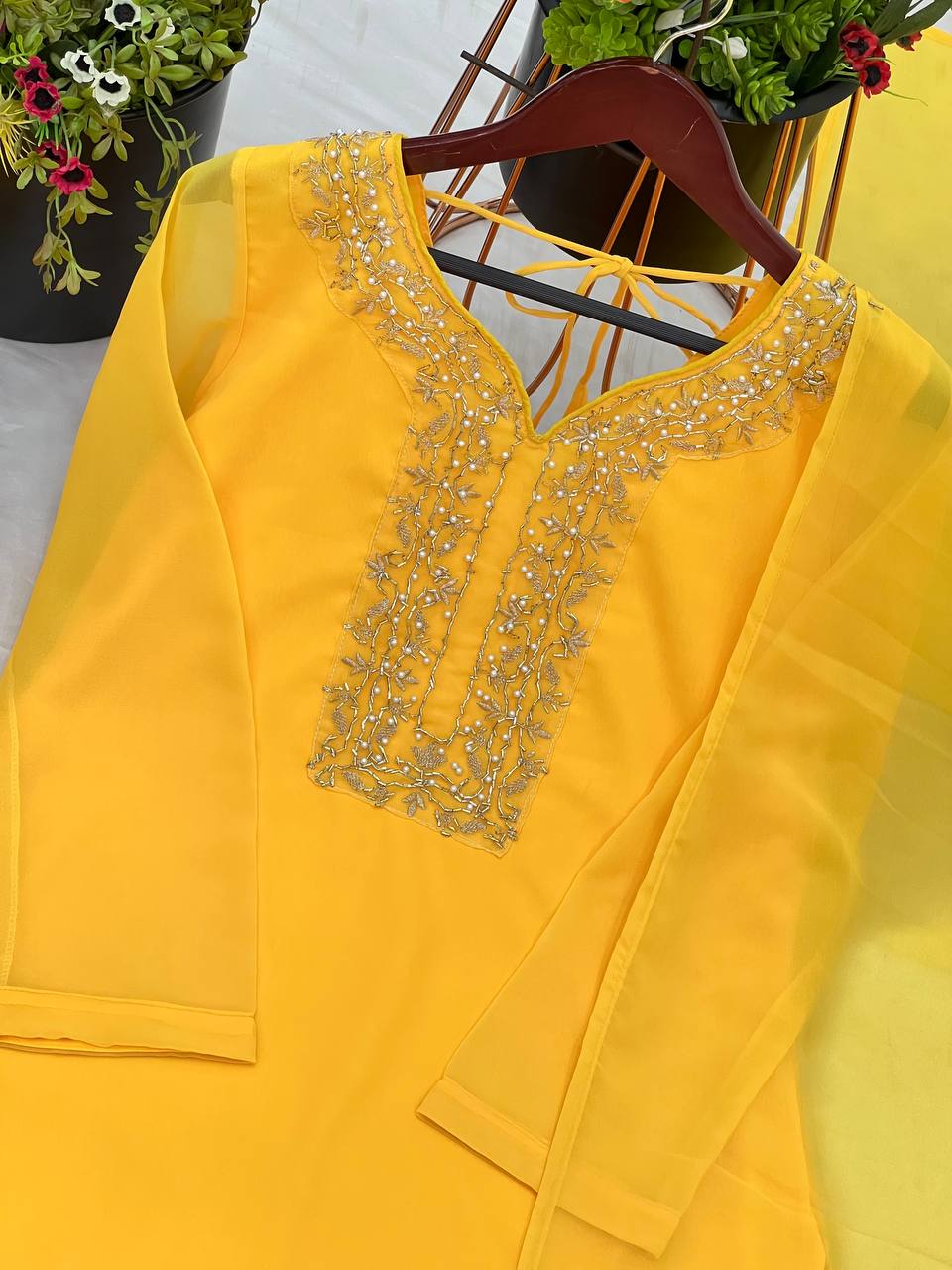 Faux Geeorgette Embroidery Work Top Farshi