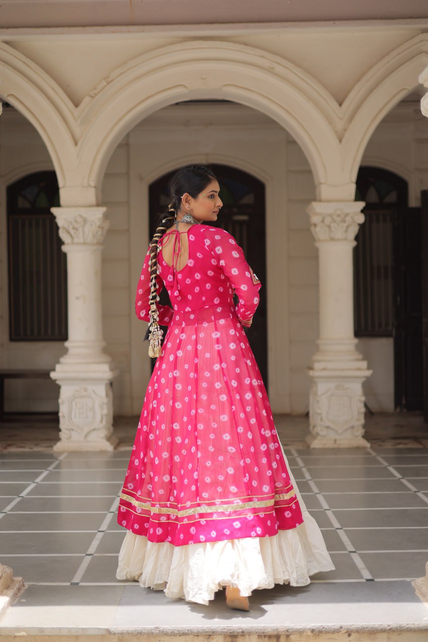 Kora Cotton Navratri Special Plain Work Lehenga