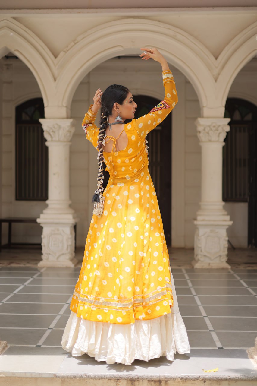 Kora Cotton Navratri Special Plain Work Lehenga