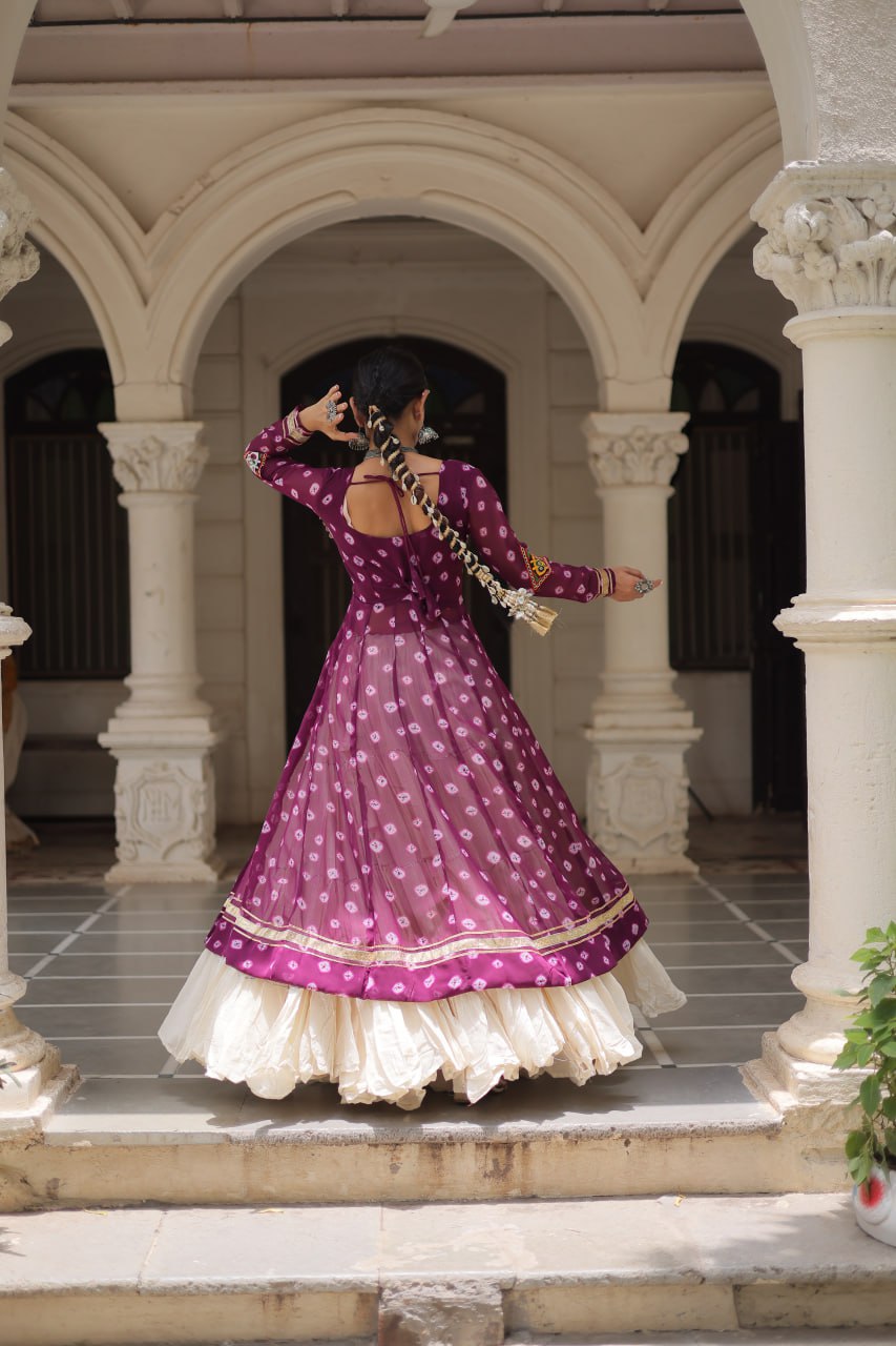 Kora Cotton Navratri Special Plain Work Lehenga