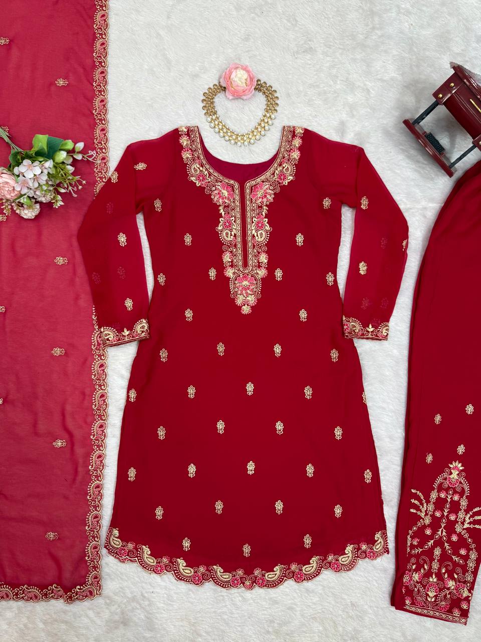 Faux Georgette Thred Work Kurti