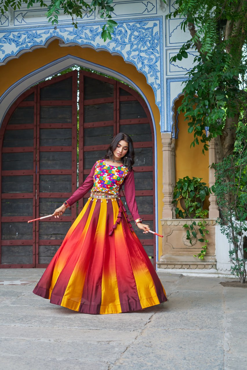 Chinnon Navratri Lehenga Set with Kutchi Gamthi Work