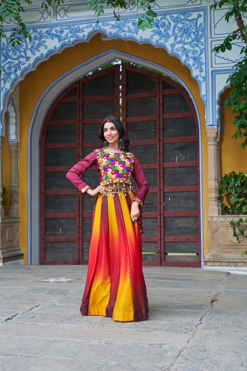 Chinnon Navratri Lehenga Set with Kutchi Gamthi Work