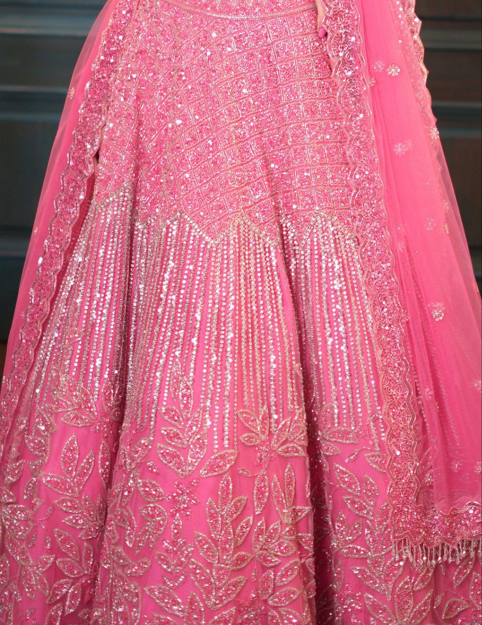 Pink Color Premium Net With Embroiderty Work Lehenga