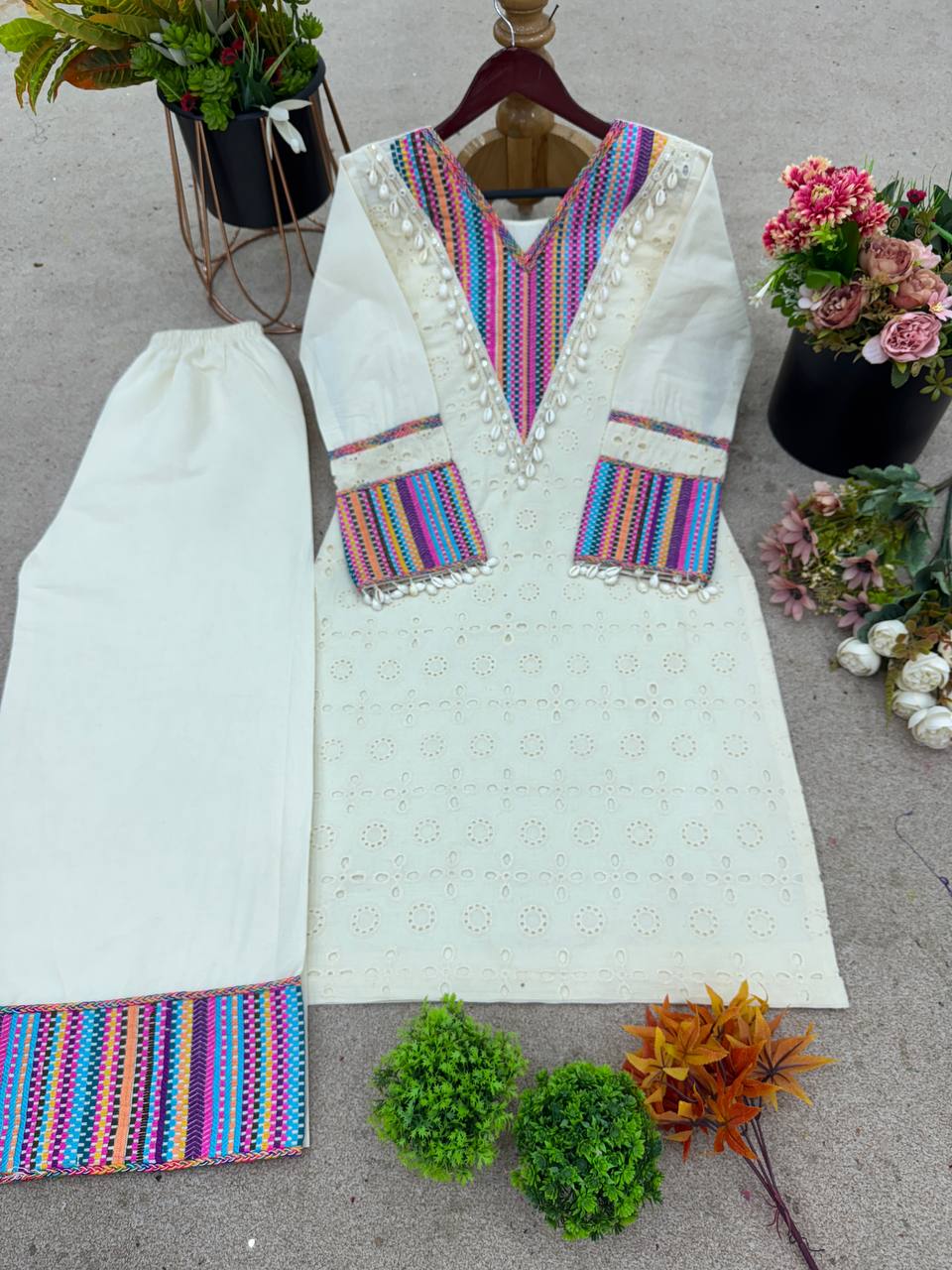 Pure Khadi Cottan With  Thread Work Top